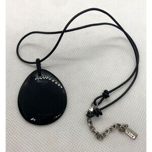 Peyote Bird Black Stone Pendant 16'' - 18'' Necklace Sterling 925 Silver‎ 10g